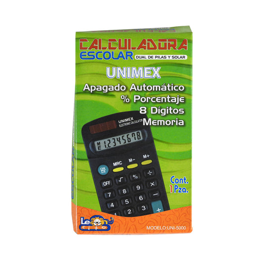 CALCULADORA DE BOLSILLO LEONCITO UNIMEX 8 DIGITOS