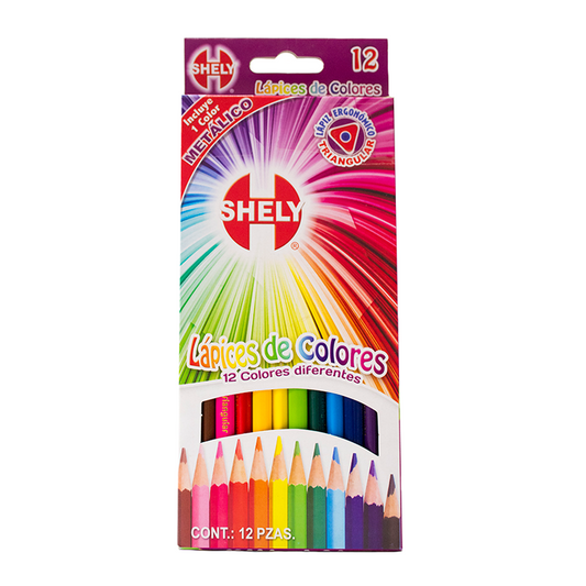 LAPICES DE COLORES SHELY MOD.9403 TRIANGULARES 12 PIEZAS