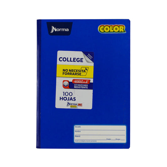 CUADERNO COLEGIAL NORMA COLOR 360 COSIDO 100 HOJAS