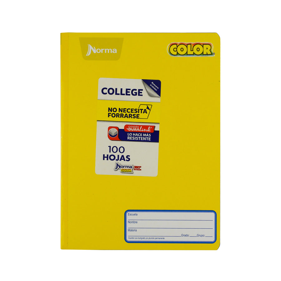 CUADERNO COLEGIAL NORMA COLOR 360 COSIDO 100 HOJAS